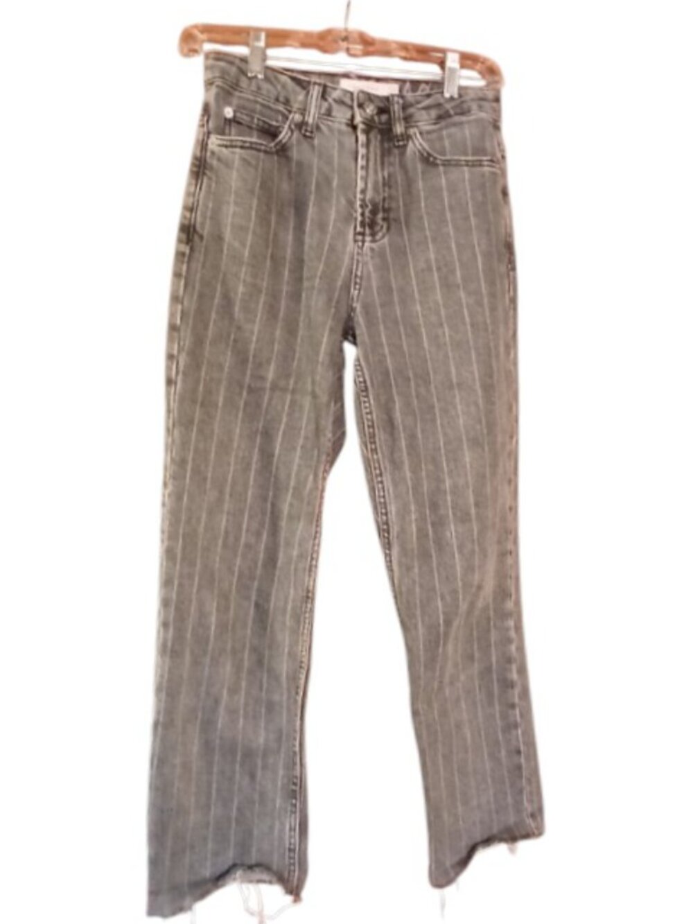 TOPSHOP Black Faded Pin Stripe Straight Leg Jeans